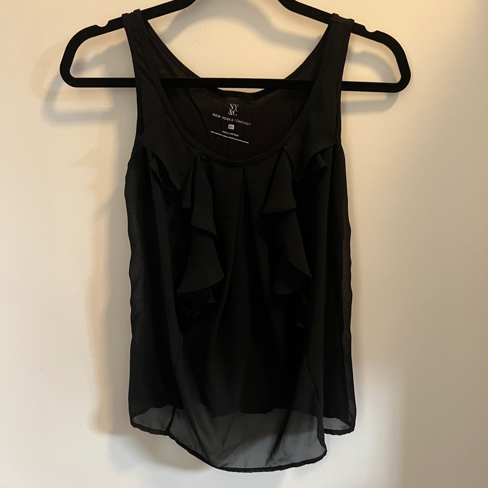 New York & Company Black Ruffled Blouse